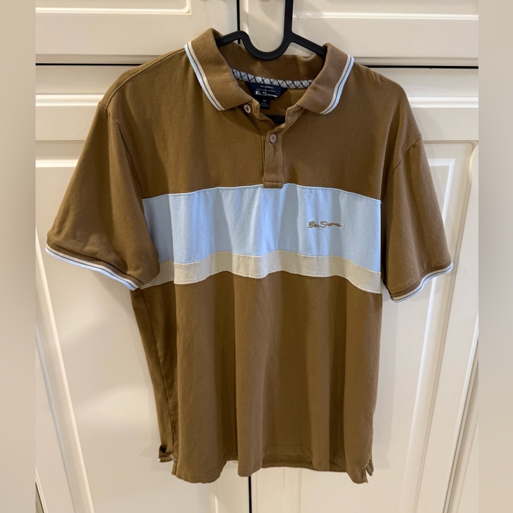 Ben Sherman Tan and White Polo Shirt